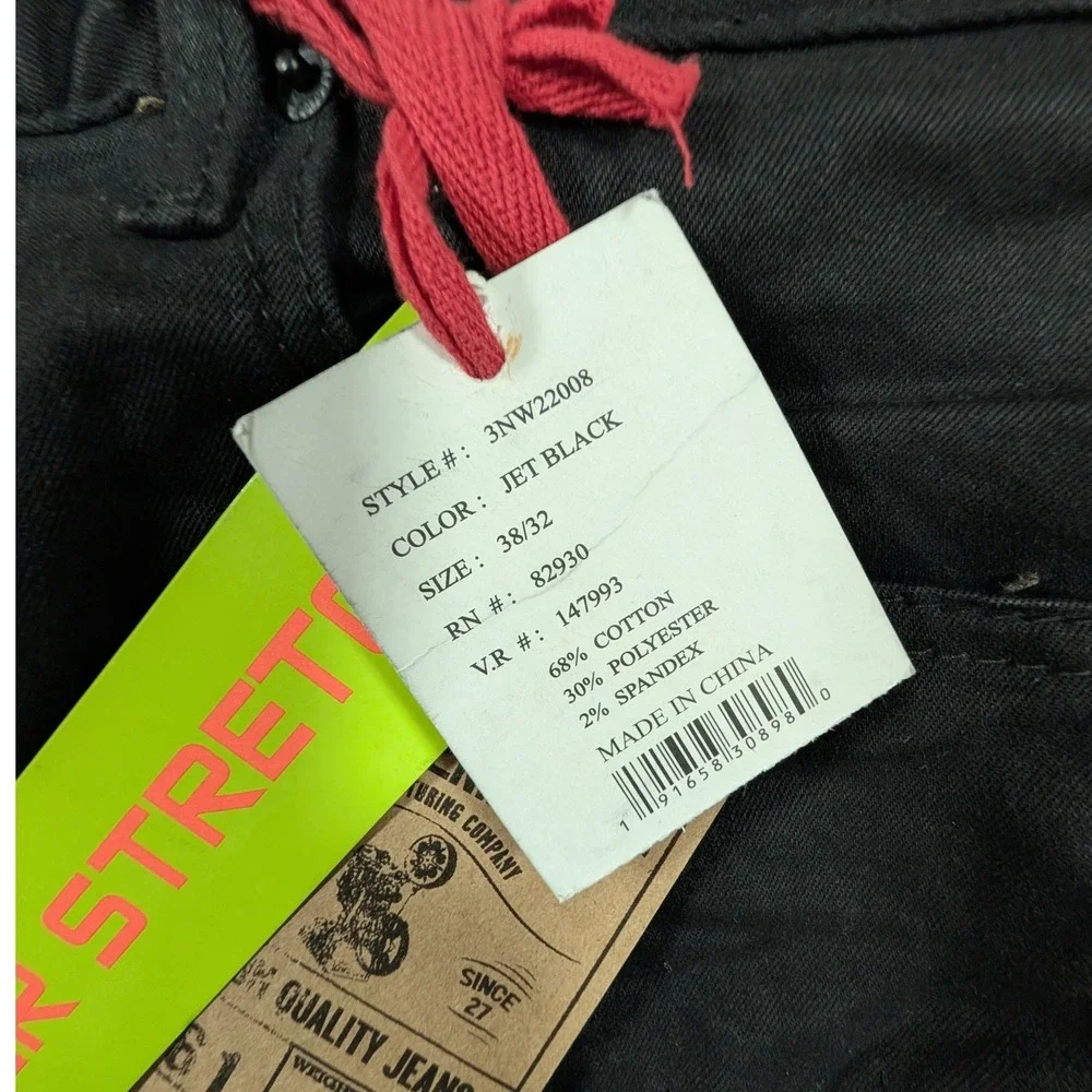 Grindhouse Denim Skinny Jeans Mens 38x32 Black Distressed Moto Ripped 3NW22008